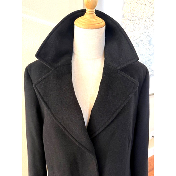 Calvin Klein Classic Single Breasted Wool Poly Cashmere Coat Black Sz 12 $440 - Picture 3 of 15